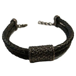 Men's Stainless Steel 8-9” Black Braided Leather